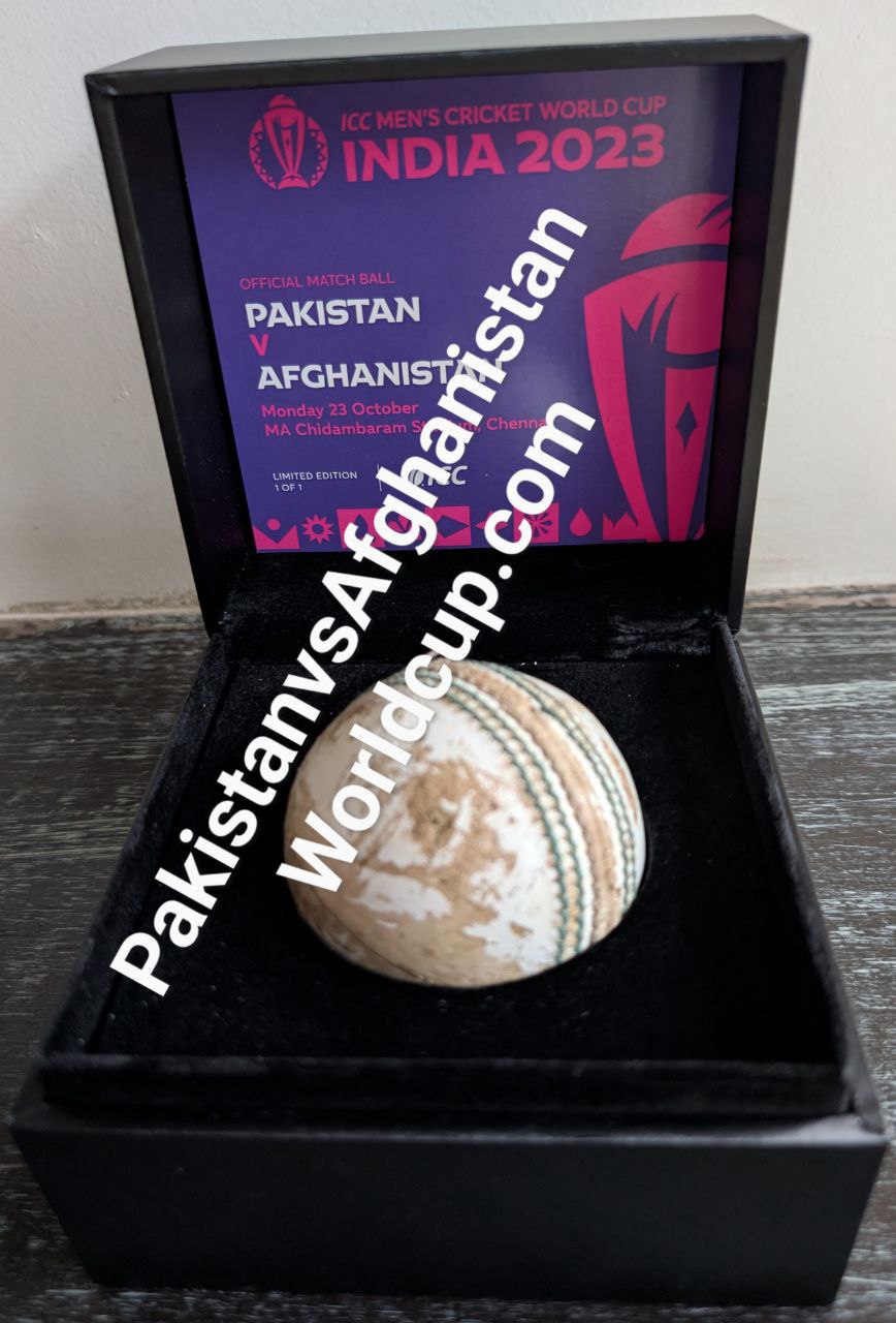 ICC Official Match-Used Cricket Ball from Afghanistan vs Pakistan 2023 World Cup Chennai - Limited Edition 1 of 1 with ICC Certificate of Authenticity