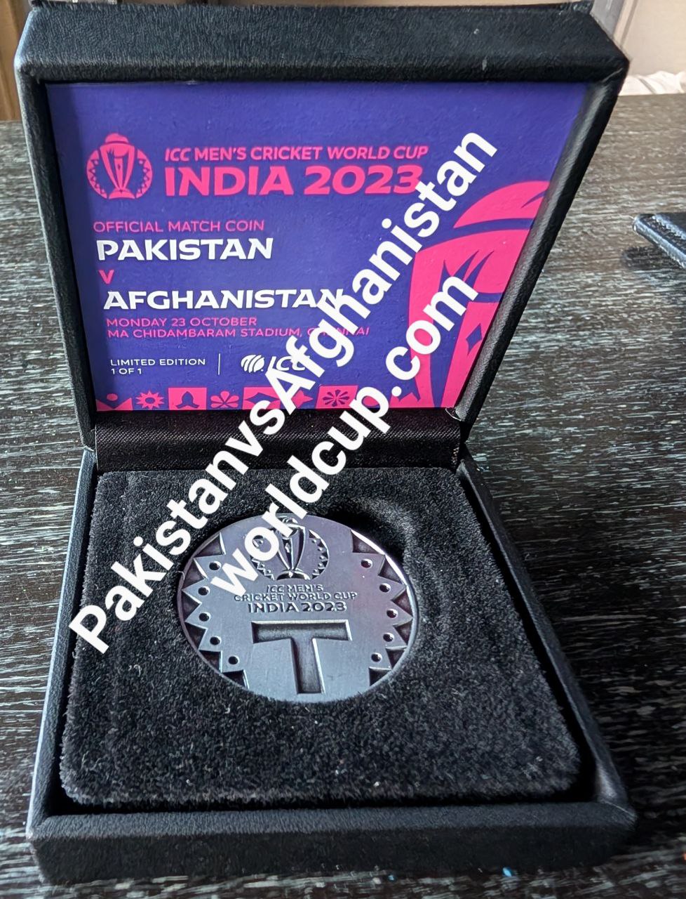 ICC Official Match-Used Toss Coin from Afghanistan vs Pakistan 2023 World Cup Chennai - Limited Edition 1 of 1 with ICC Certificate of Authenticity